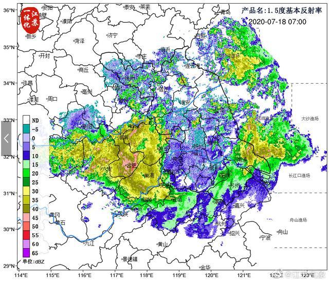 江苏40个乡镇的降水量达100毫米以上